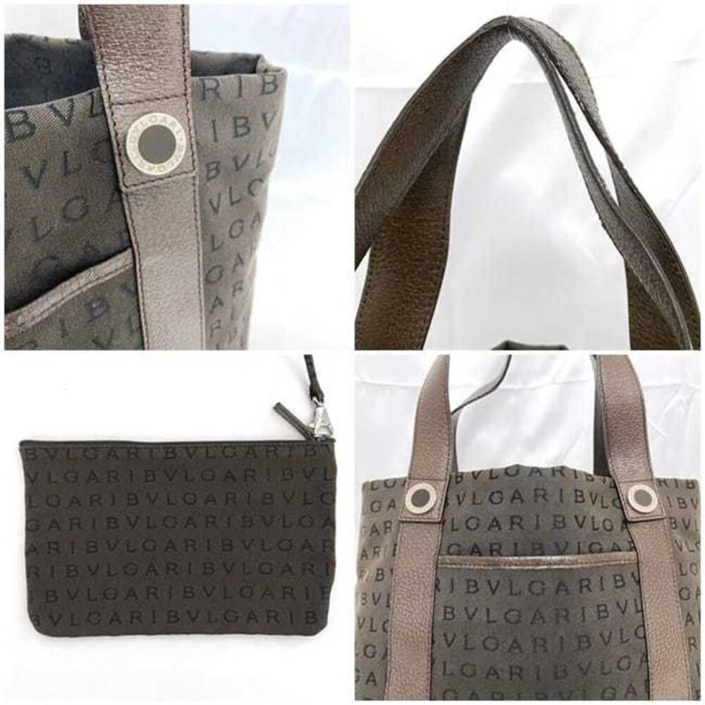 Bulgari Logo Mania Brown Canvas Tote Bag (Pre-Owned) - Picture 7 of 11